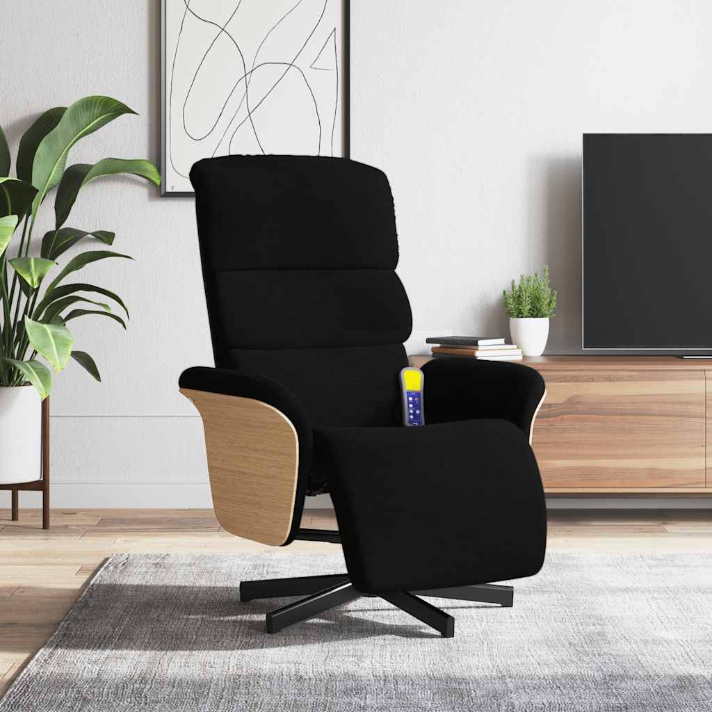 vidaXL Fotoliu de masaj rabatabil cu suport de picioare, negru, textil