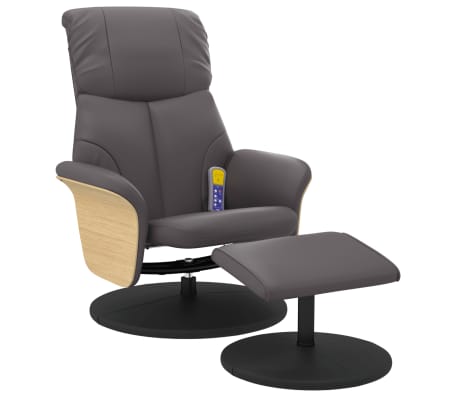 vidaXL massagestol med fodskammel kunstl&aelig;der gr&aring;