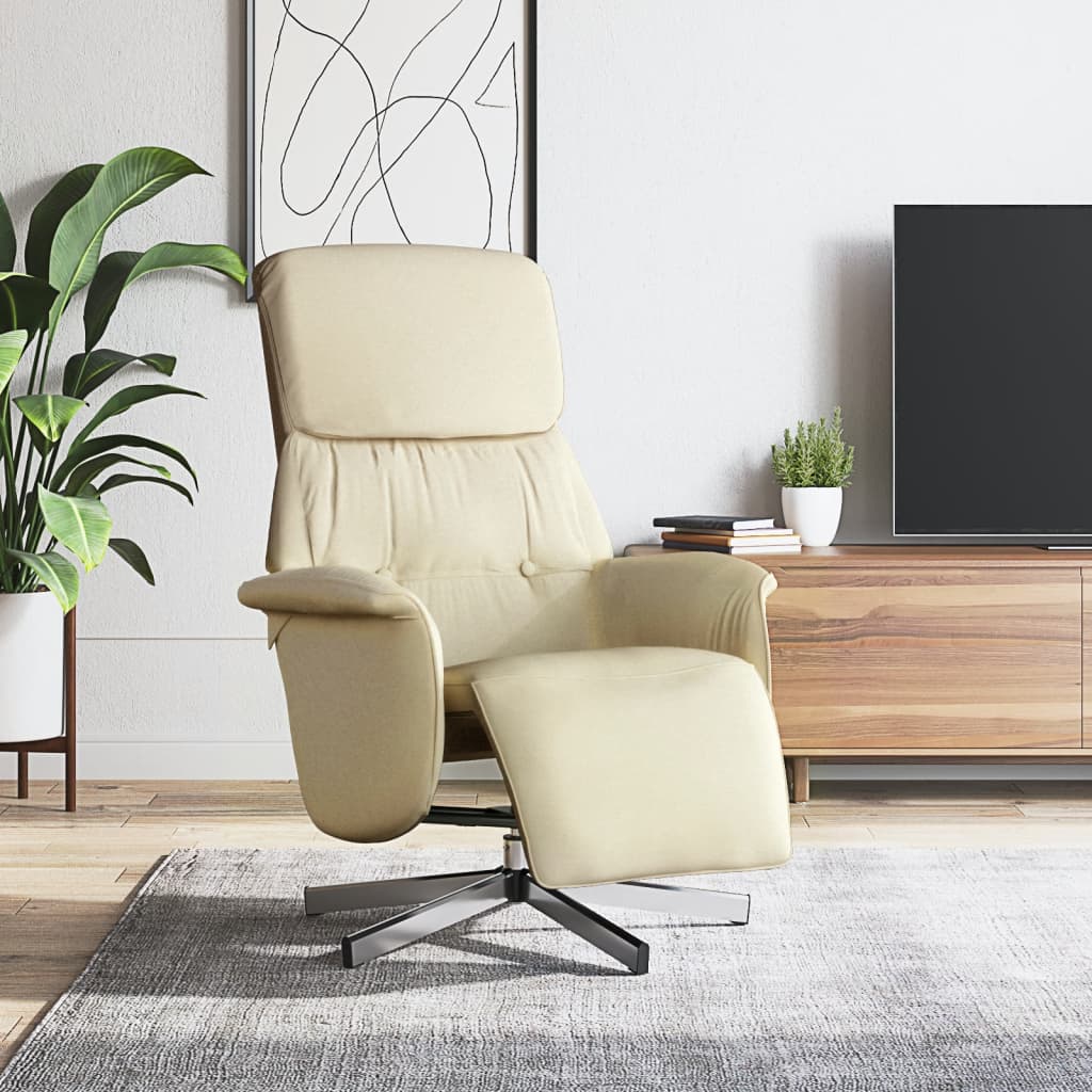 vidaXL Relaxsessel mit Fußteil Creme Stoff