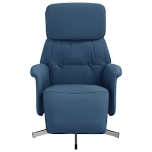 Polohovací křeslo s podnožkou modré textil - obrázek 3