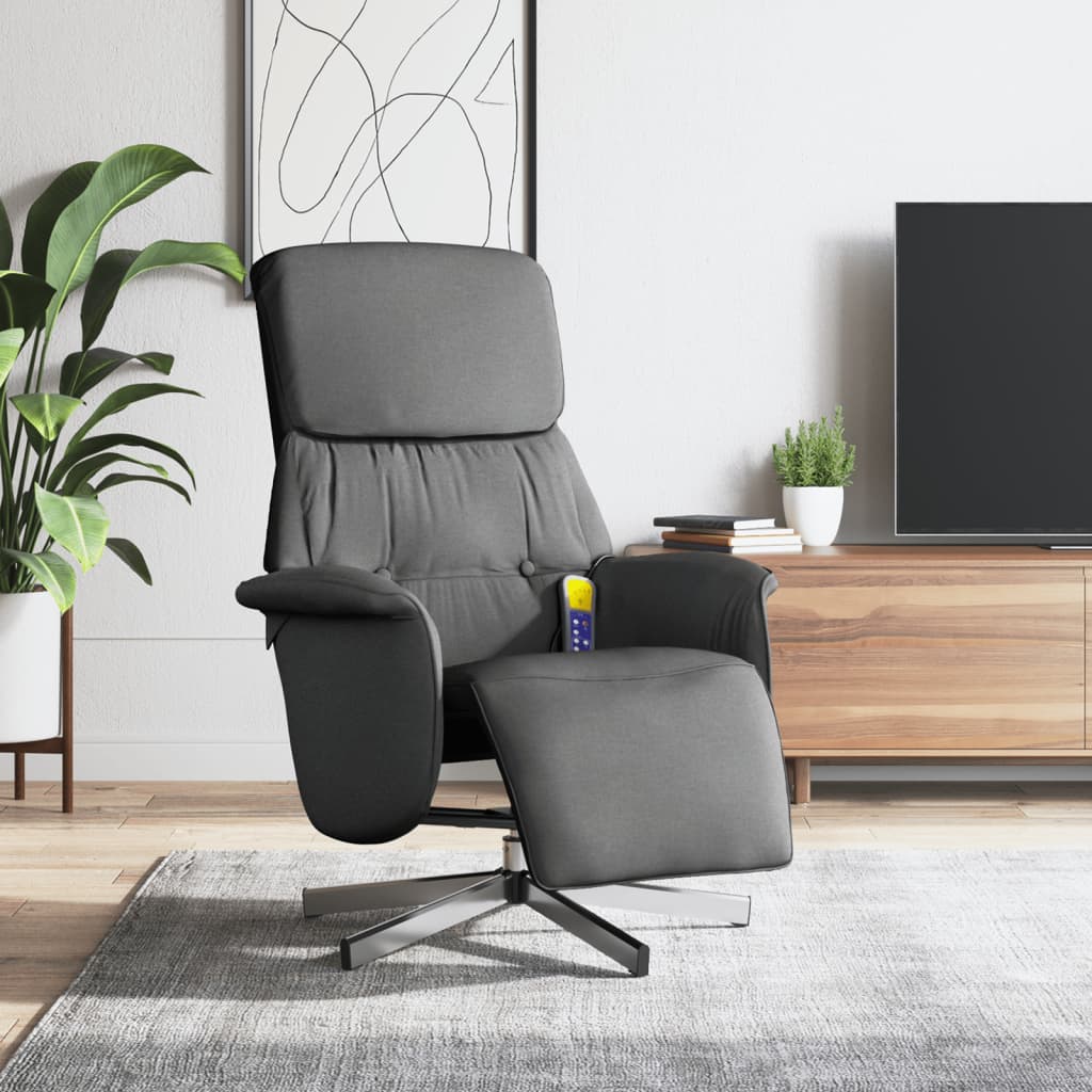 vidaXL Massagesessel mit Fußteil Dunkelgrau Stoff