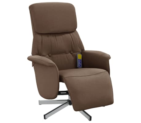 vidaXL Massagefåtölj med fotstöd brun tyg