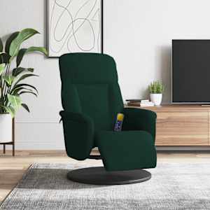 Masažni naslanjač z oporo za noge temno zelen žamet