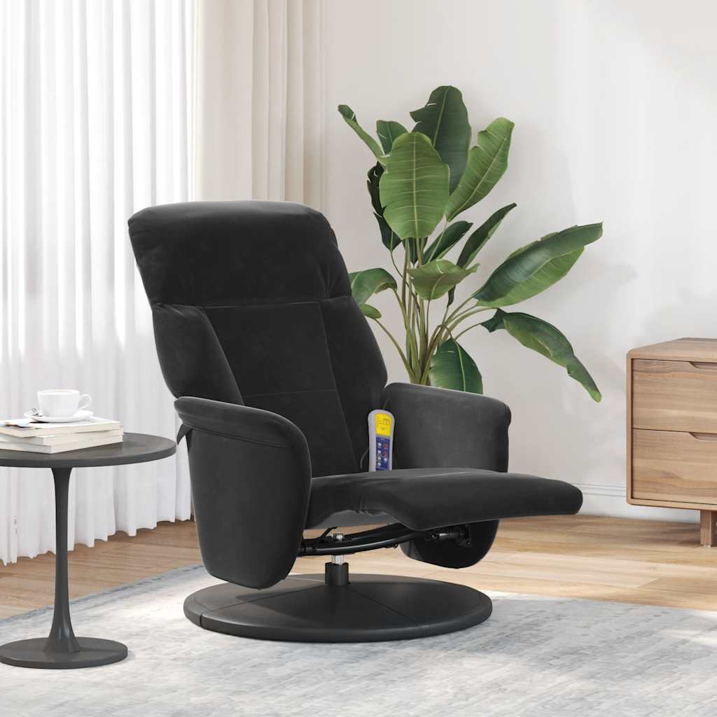 vidaXL Massagesessel mit Fußteil Schwarz Samt