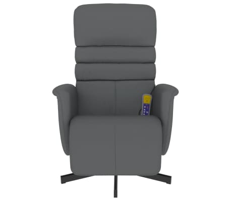 vidaXL Fotoliu de masaj rabatabil, cu taburet, gri, piele ecologică