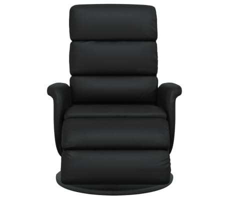 vidaXL Skl&aacute;pacie kreslo s podnožkou čierne umel&aacute; koža