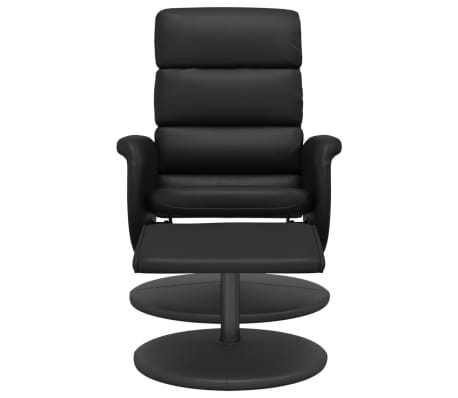 vidaXL Fotoliu rabatabil cu taburet, negru, piele ecologică