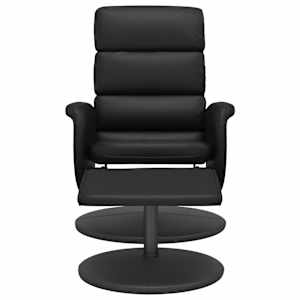 vidaXL Fotoliu rabatabil cu taburet, negru, piele ecologică