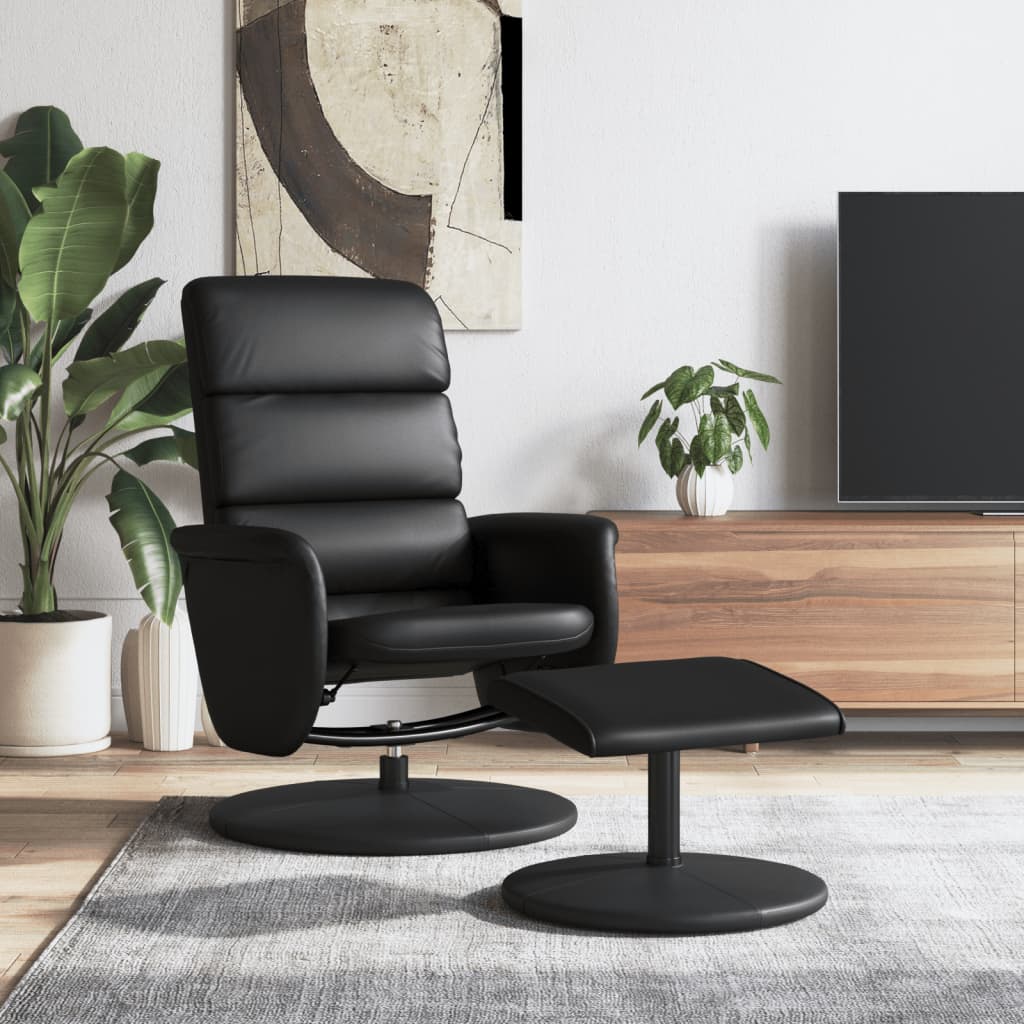 vidaXL Relaxsessel mit Fußhocker Schwarz Kunstleder