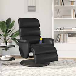 vidaXL Massage Recliner Chair with Footrest Black Faux Leather