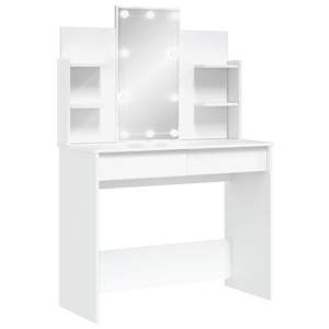 vidaXL LED-valgustusega tualettlaud, valge, 96 x 40 x 142 cm