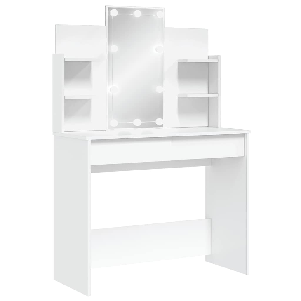 vidaXL Toaletní stolek s LED osvětlením bílý 96 x 40 x 142 cm