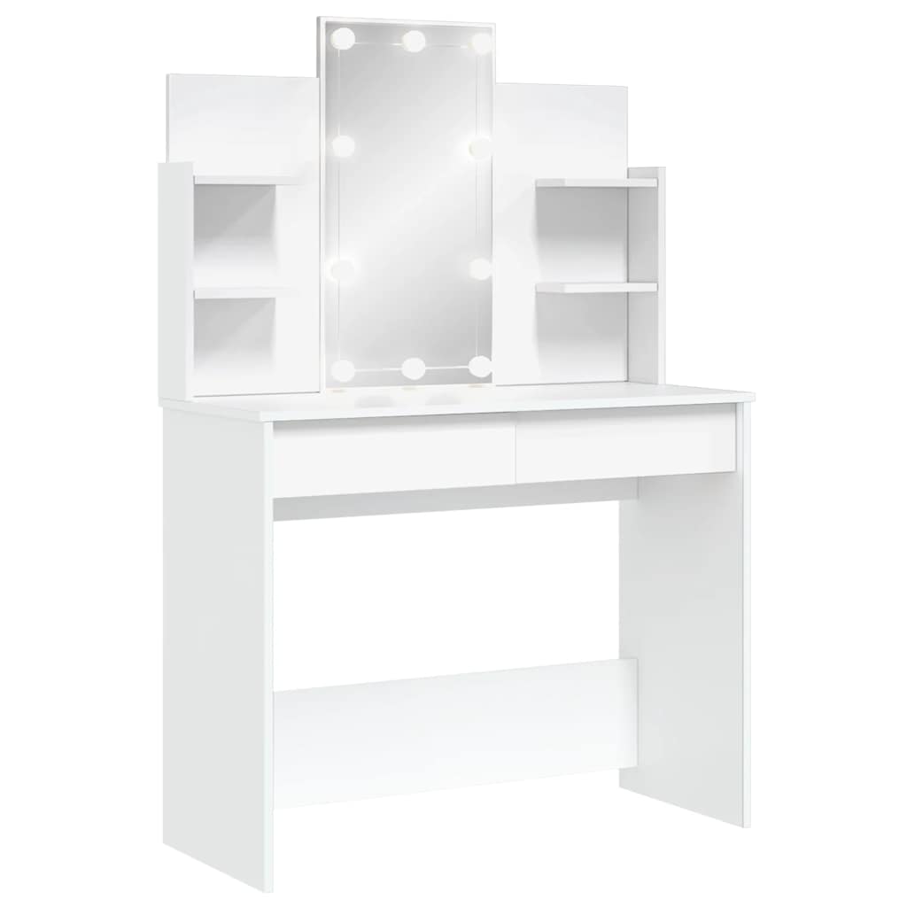 vidaXL Toaletní stolek s LED osvětlením bílý 96 x 40 x 142 cm