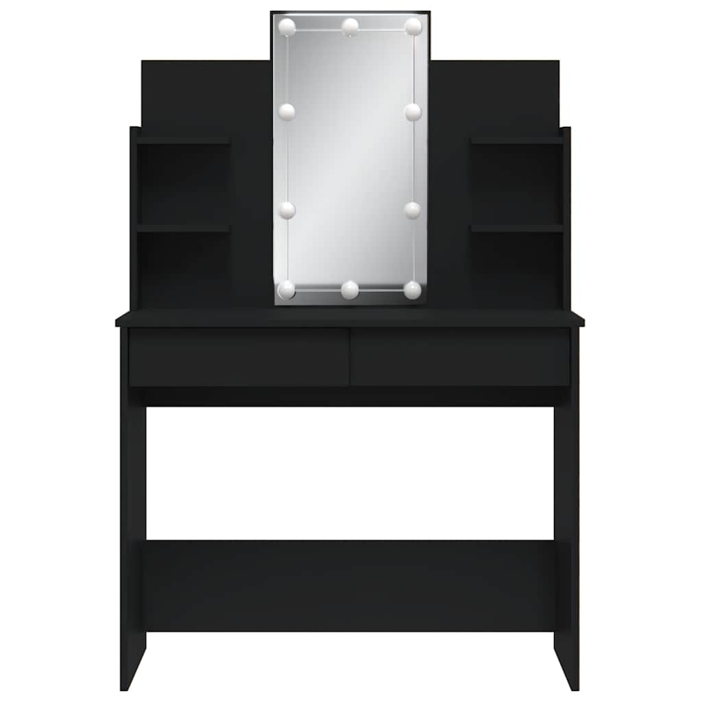 vidaXL fekete fésülködőasztal LED-del 96x40x142 cm