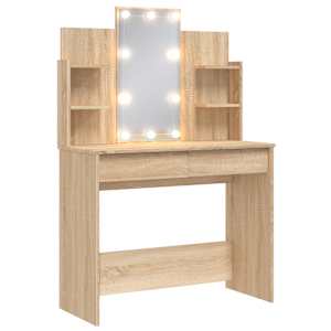 vidaXL LED-valgustusega tualettlaud, Sonoma tamm, 96 x 40 x 142 cm