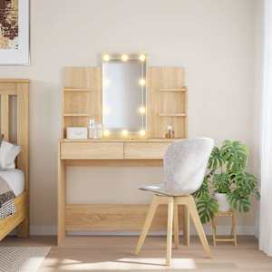 Toaletna mizica z LED lučkami sonoma hrast 96x40x142 cm