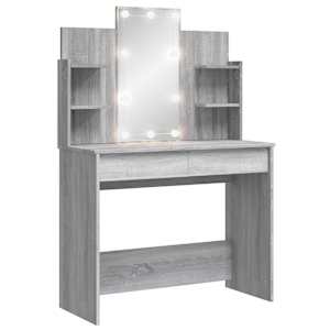 vidaXL LED-valgustusega tualettlaud, hall Sonoma tamm, 96x40x142 cm