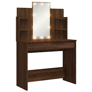 Toaletní stolek s LED osvětlením hnědý dub 96 x 40 x 142 cm - obrázek 2