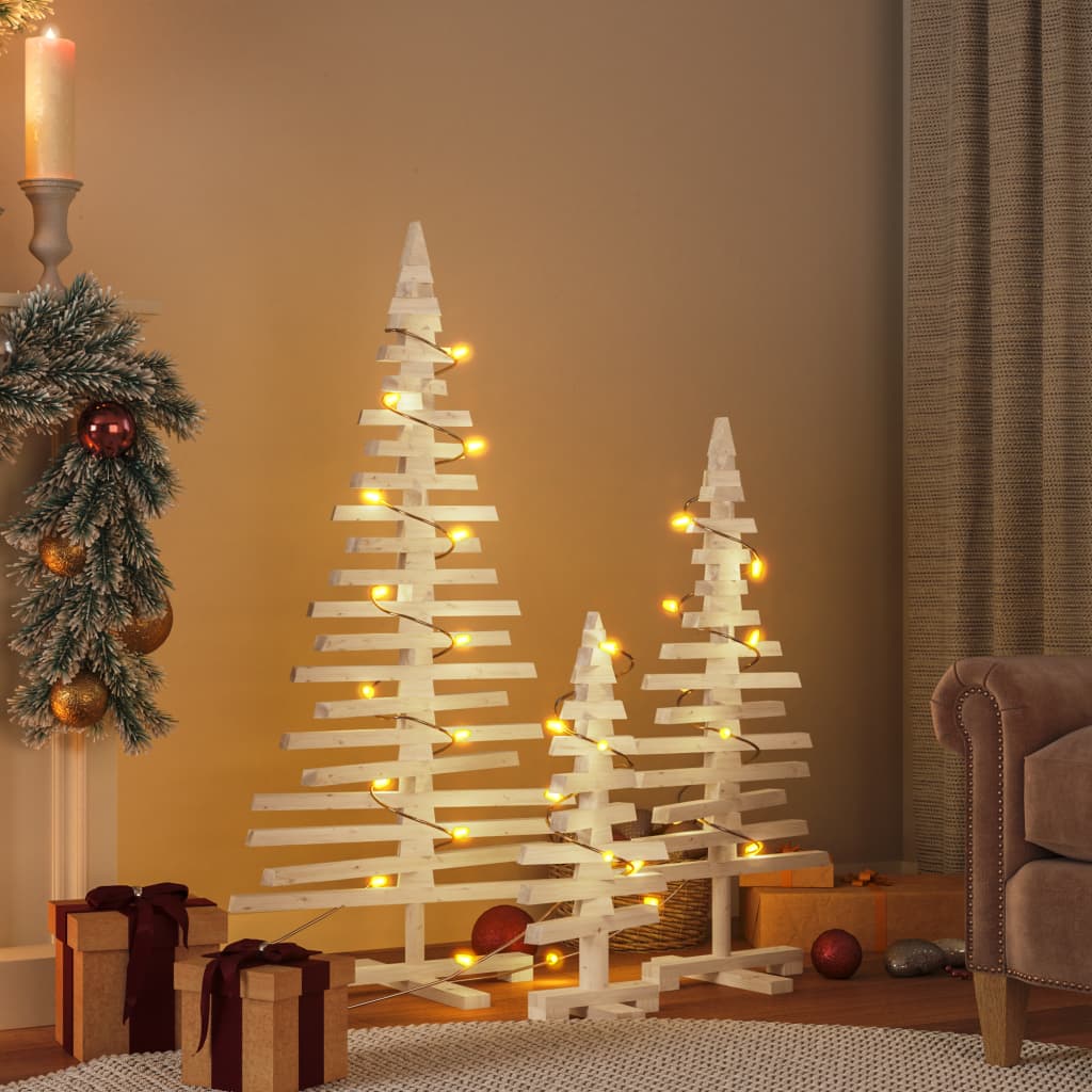 vidaXL Brad de Crăciun decorativ din lemn, 90 cm, lemn de pin masiv