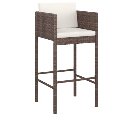 vidaXL 5-tlg. Gartenbar-Set mit Kissen Braun Poly Rattan