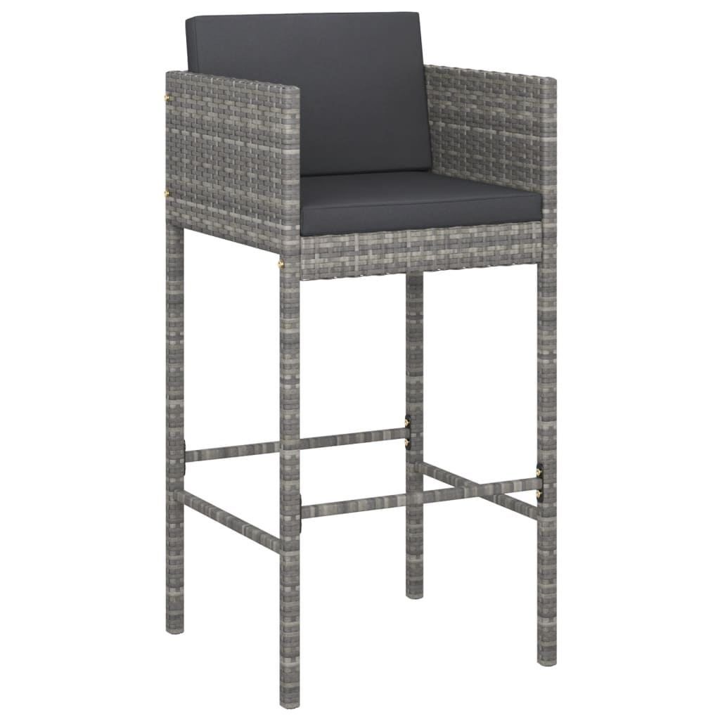 Thumbnail - vidaXL 7-tlg. Gartenbar-Set mit Kissen Grau Poly Rattan