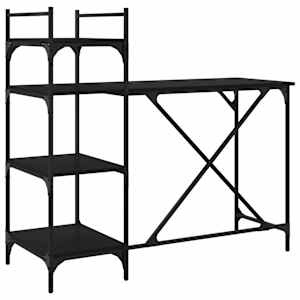 vidaXL riiulitega arvutilaud, must, 120 x 47 x 109 cm