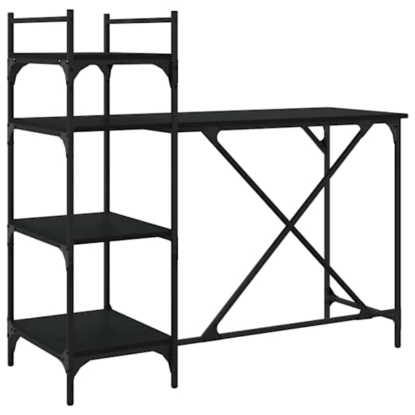 vidaXL riiulitega arvutilaud, must, 120 x 47 x 109 cm
