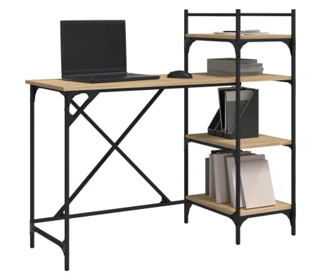 vidaXL Computer Desk with Shelves Sonoma Oak 120x47x109 cm