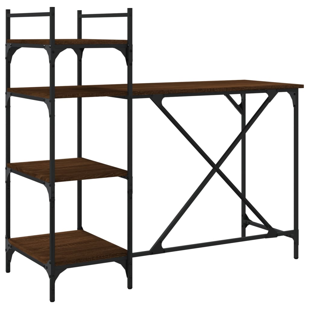vidaXL Computerbureau met schappen 120x47x109 cm bruin eikenkleur