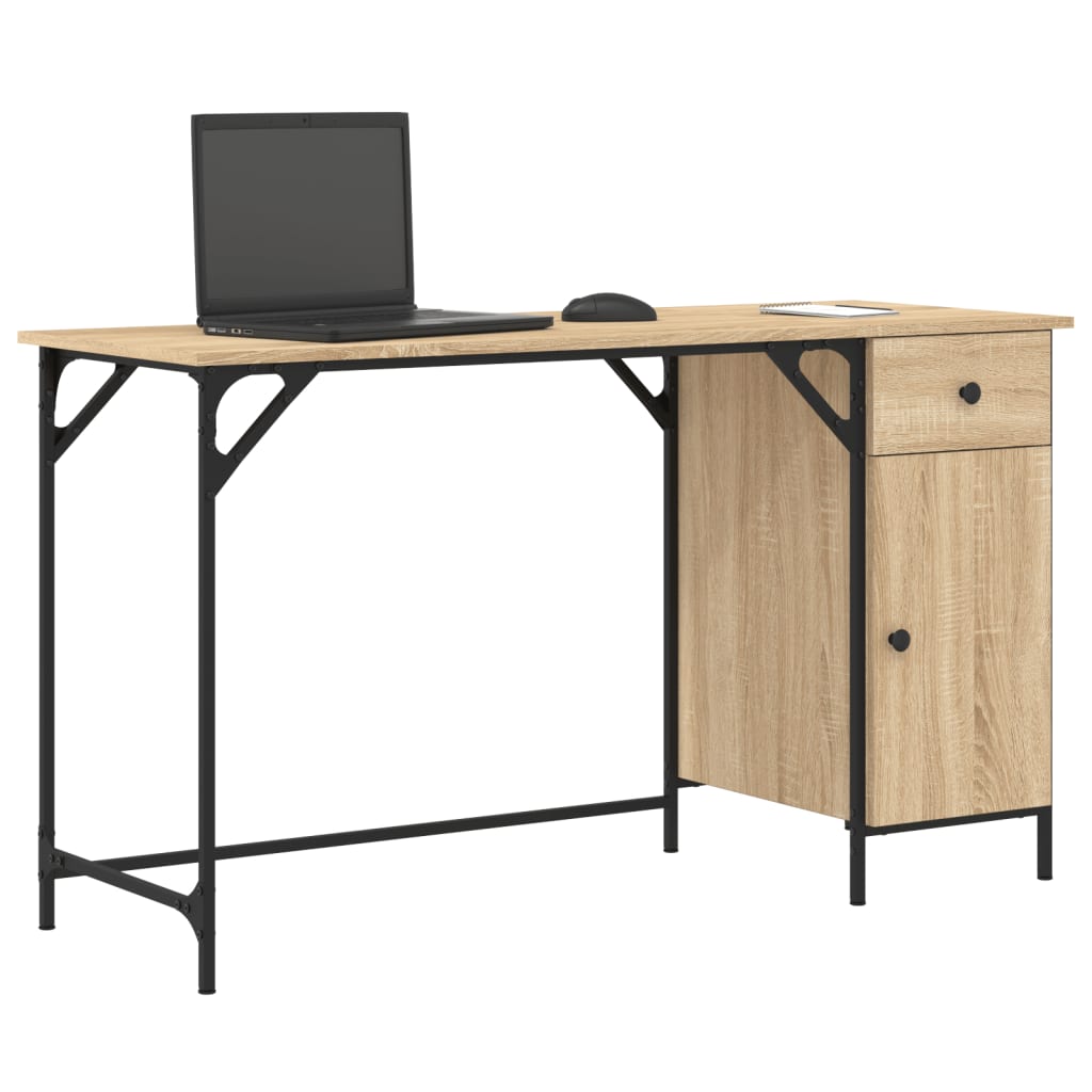 vidaXL Bureau d'ordinateur chêne sonoma 131x48x75 cm bois d’ingénierie