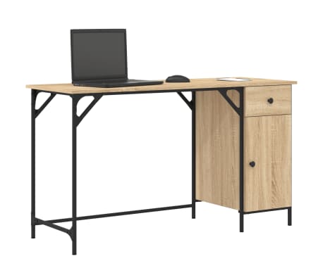 vidaXL Bureau d'ordinateur chêne sonoma 131x48x75 cm bois d’ingénierie