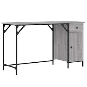 vidaXL arvutilaud, hall Sonoma tamm, 131 x 48 x 75 cm, tehispuit