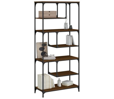 vidaXL grāmatplaukts, brūns, 81x36x176 cm, inženierijas koks