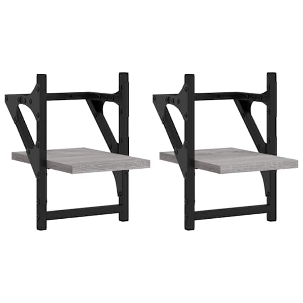 vidaXL lattidega seinariiulid 2 tk, hall Sonoma tamm, 20x25x30 cm
