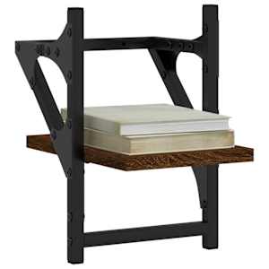 vidaXL &Eacute;tag&egrave;res murales avec barres 2 pcs ch&ecirc;ne marron 20x25x30 cm