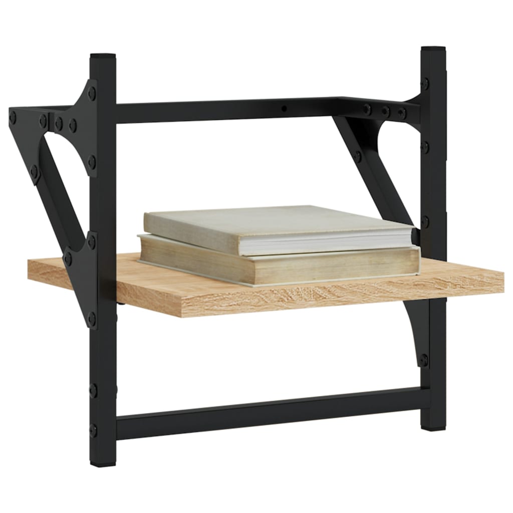 vidaXL Wandschappen met stangen 2 st 30x25x30 cm sonoma eikenkleurig afbeelding