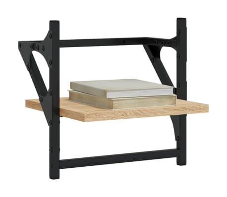 vidaXL Prateleiras de parede c/ barras 2pcs 30x25x30cm carvalho sonoma