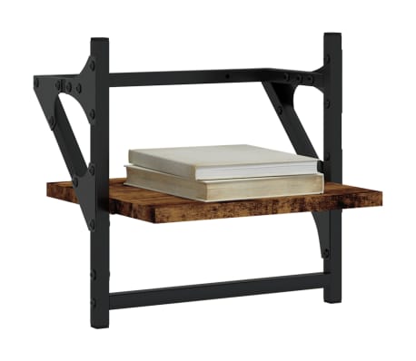 vidaXL Vegghyller med stenger 2 stk r&oslash;kt eik 30x25x30 cm