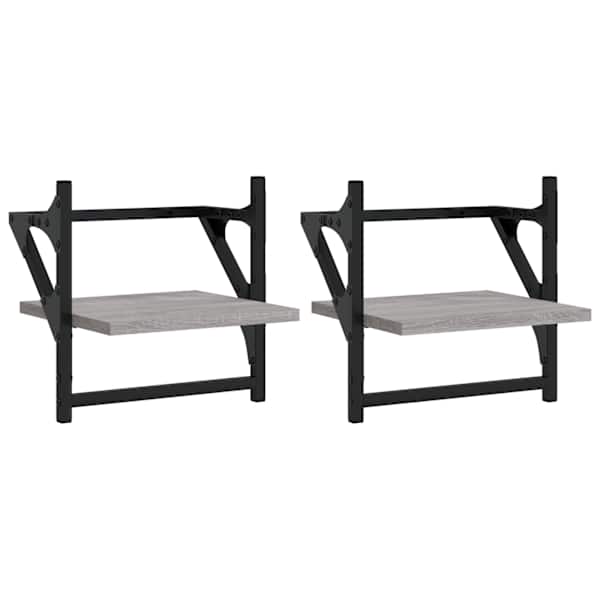 vidaXL lattidega seinariiulid 2 tk, hall Sonoma tamm, 30 x 25 x 30 cm