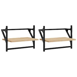 Nástěnné police s tyčemi 2 ks dub sonoma 40 x 25 x 30 cm - obrázek 2