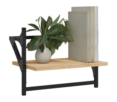 vidaXL Wall Shelves with Bars 2 pcs Sonoma Oak 40x25x30 cm