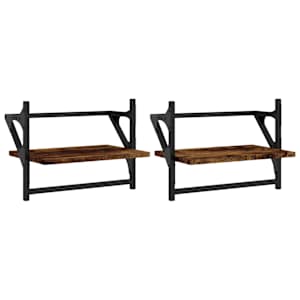Nástěnné police s tyčemi 2 ks kouřový dub 40 x 25 x 30 cm - obrázek 2