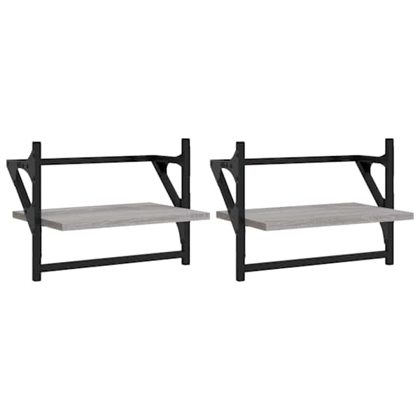 vidaXL lattidega seinariiulid 2 tk, hall Sonoma tamm, 40 x 25 x 30 cm