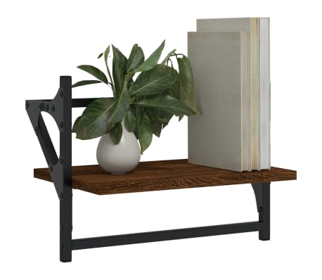 vidaXL Rafturi de perete cu bare, 2 buc., stejar maro, 40x25x30 cm