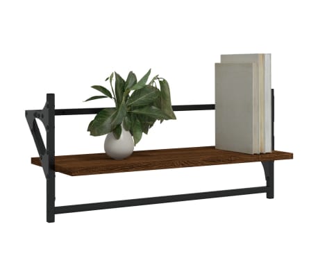 vidaXL Wandregale mit Stangen 2 Stk. Braun Eichen-Optik 65x25x30 cm