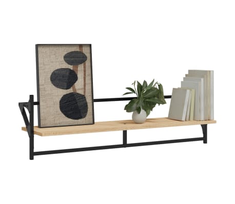 vidaXL Rafturi de perete cu bare, 2 buc, stejar sonoma, 100x25x30 cm