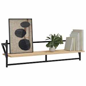 vidaXL Rafturi de perete cu bare, 2 buc, stejar sonoma, 100x25x30 cm