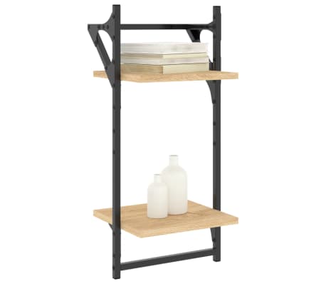 vidaXL &Eacute;tag&egrave;res murales &agrave; 2 niveaux avec barres 2 pcs ch&ecirc;ne sonoma