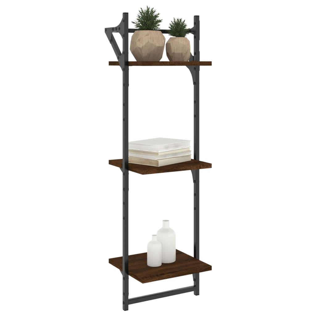 vidaXL Rafturi perete cu 3 niveluri/bare 2 buc stejar maro 30x25x100cm