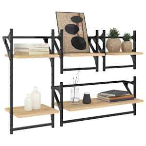 vidaXL Set rafturi perete cu bare, 4 buc. stejar sonoma lemn prelucrat